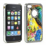 Wholesale iPhone 4 4S  Butterfly Crystal Diamond Chrome Case (Rainbow)